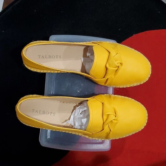 New Talbots Soft Nappa Leather Izzy Knot Detail Espadrilles in Yellow Size 8.5 - Picture 6 of 15